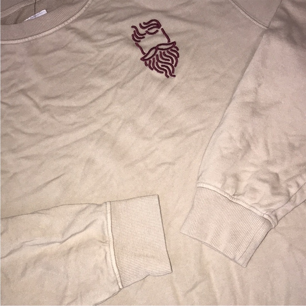 Goodfellow & Co. Relaxed Taupe Crew Neck Sweatshirt with Embroidered Logo | NWT - Picture 3 of 5